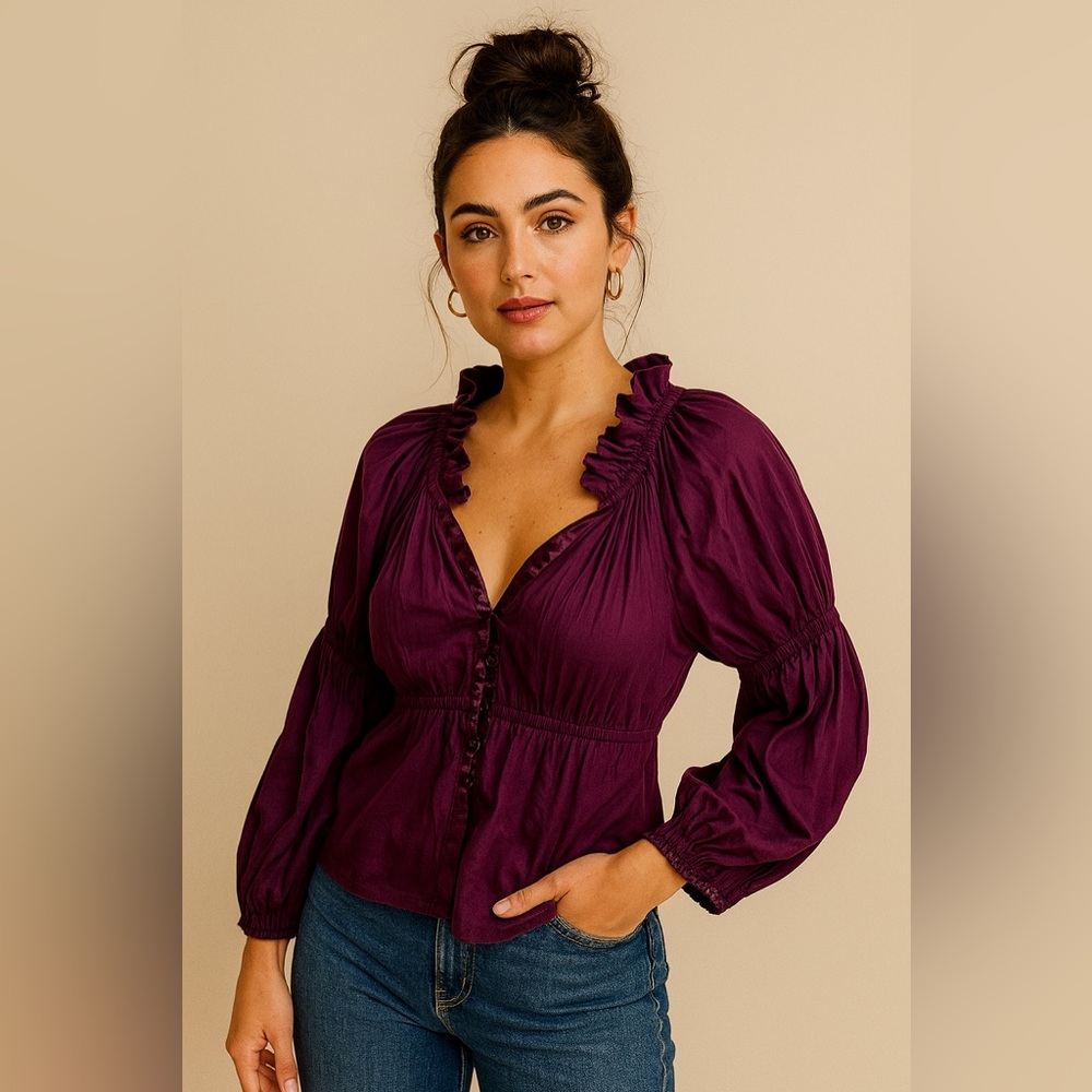Purple Ruffled Women's Top